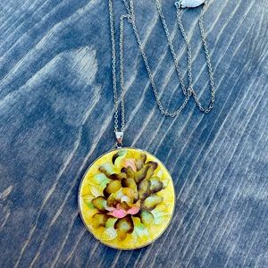 Vintage “Anita” Silver Damascene Floral Pendant